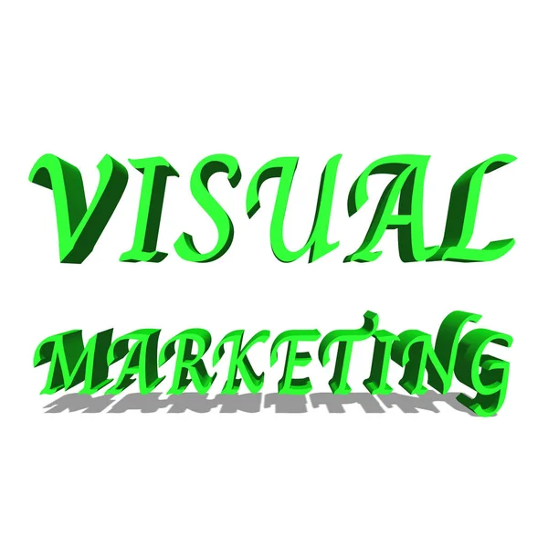 Visueel Marketing groen word op witte achtergrond afbeelding 3D-rendering — Stockfoto