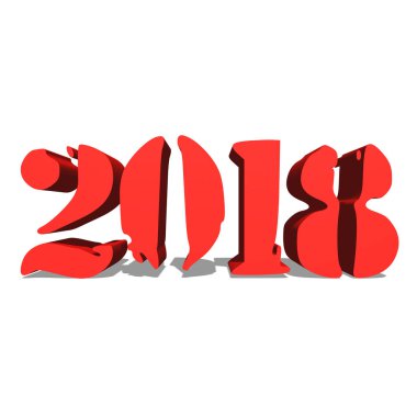 Beyaz arka plan illüstrasyon 3d render 2018 kırmızı kelime