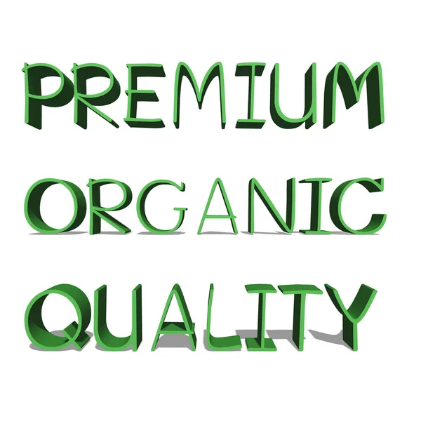 Premium ORGANIC Mot vert de qualité sur fond blanc illustration rendu 3D — Photo