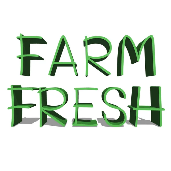 FARM FRESH palabra verde sobre fondo blanco ilustración 3D representación — Foto de Stock