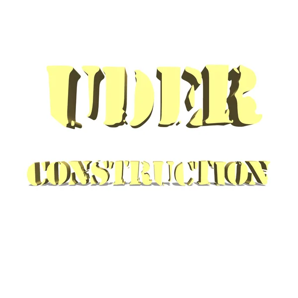 Under konstruktion guld ord på vit bakgrund illustration 3d-rendering — Stockfoto