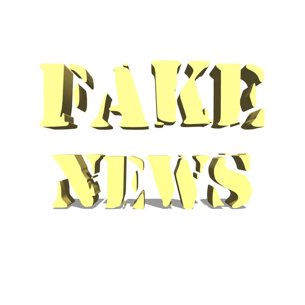 Fake News Goldwort auf weißem Hintergrund Illustration 3D-Rendering — Stockfoto