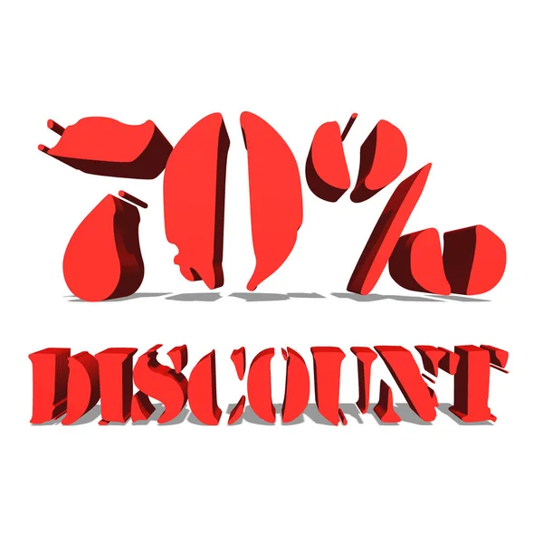 70% DISCOUNT red word on white background illustration 3D rendering — Stock Photo, Image