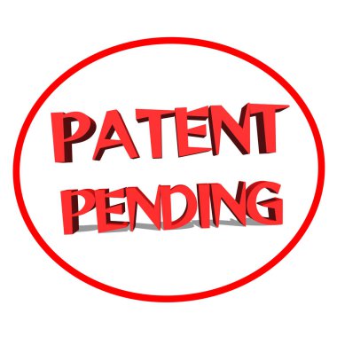 Beyaz arka plan illüstrasyon 3d render patent bekleyen kırmızı kelime