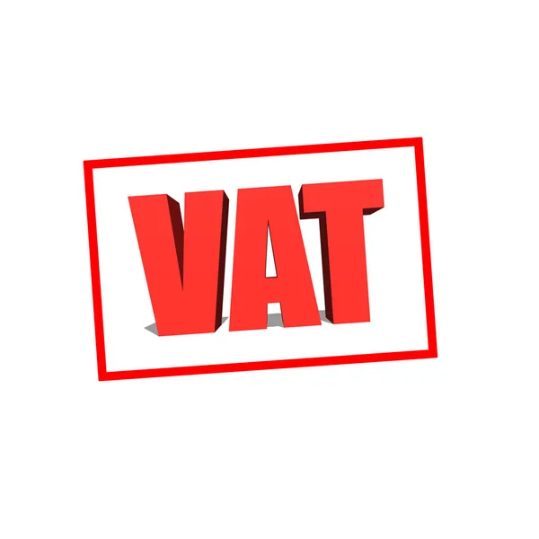 Podatek VAT word czerwony na białym tle ilustracja renderowania 3d — Zdjęcie stockowe