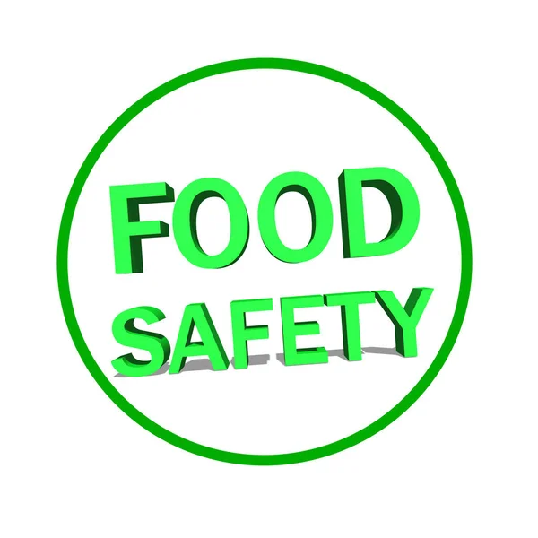 Mat säkerhet grön word på vit bakgrund illustration 3d-rendering — Stockfoto