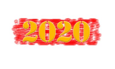 Kırmızı arkaplan üzerine 2020 Sarı Siyah Damga Metni