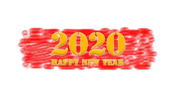 2020 년 행복 한 신년노란 우표 텍스트붉은 배경에 — 스톡 사진
