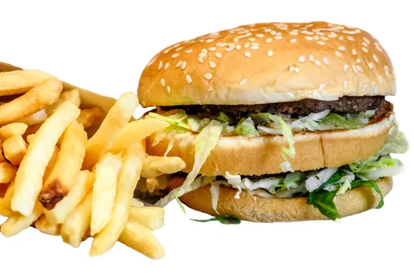 Hamburguesa doble con - comer comida rápida poco saludable . — Foto de Stock