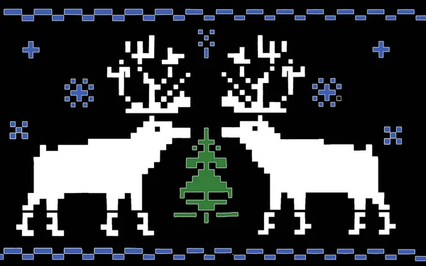 Wzór Jelenie Nordic Projekt Dzianiny Zimowych Rzeczy Zwierzętami Motywy Dekoracji — Zdjęcie stockowe