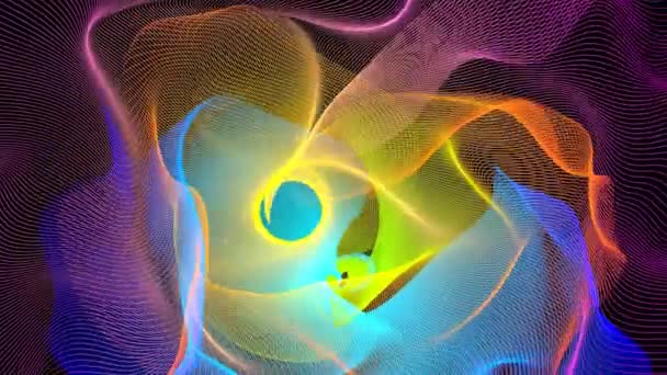 Утечка Разноцветного Фона Абстрактные Цветные Кривые Фракталов Черном Фоне — стоковое видео