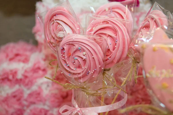 Round twisted candies on a stick. — 스톡 사진