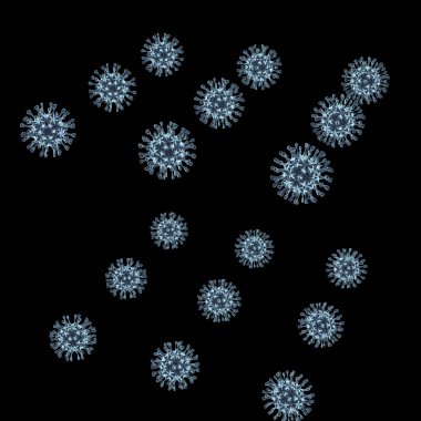 Virüs arka plan 3 boyutlu görüntülemede izole edildi. Sadece canlı hücrelerde üreyebilen ve grip salgınına yol açan tehlikeli bir bulaşıcı madde..