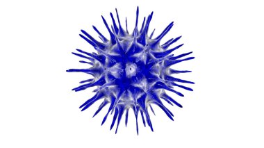 Coronavirus COVID 19 3 boyutlu görüntüde izole edildi. Sadece canlı hücrelerin içinde çoğalabilen ve grip salgınına neden olan hücresel olmayan tehlikeli bir bulaşıcı madde..