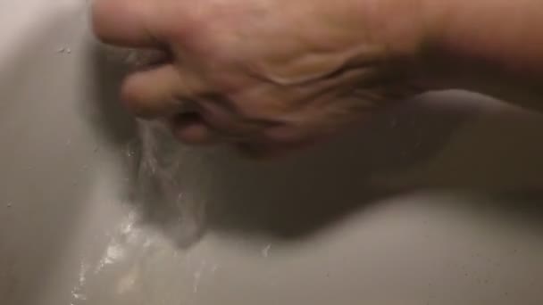 Elderly Woman Washes Her Hands Protect Herself Coronavirus Covid Elderly — Stock Video