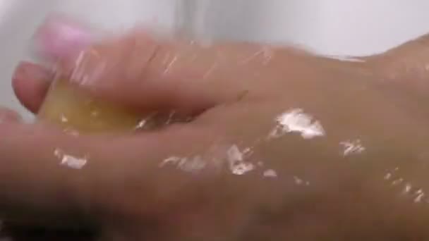 Elderly Woman Washes Her Hands Protect Herself Coronavirus Covid Elderly — Stock Video