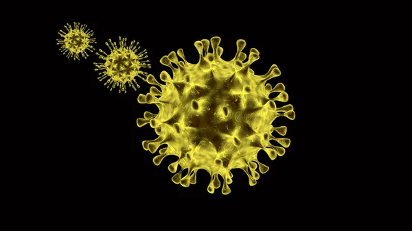 3DレンダリングでSarsのコロナウイルス 危険な非細胞感染性Covid 19ウイルスは 生きた細胞内に増殖し インフルエンザの流行を引き起こす — ストック写真