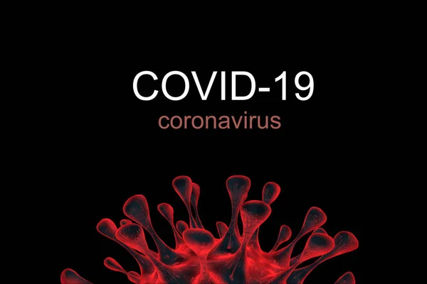 Coronavirus Covid Tło Wirusa Tekstem Renderowaniu Niebezpieczne Sars Cov Niekomórkowy — Zdjęcie stockowe