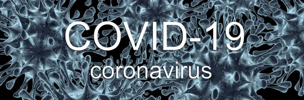 Coronavirus Covid Fondo Virus Con Texto Renderizado Agente Infeccioso Celular —  Fotos de Stock