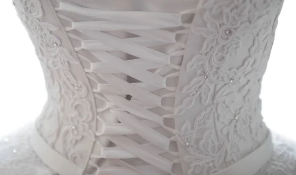 Die Spitze Brautkleid Der Braut Festliches Weißes Kleid — Stockfoto