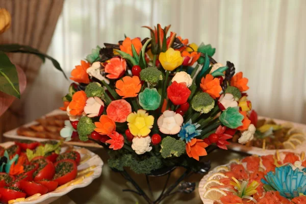 Edible bouquet of fruits and vegetables