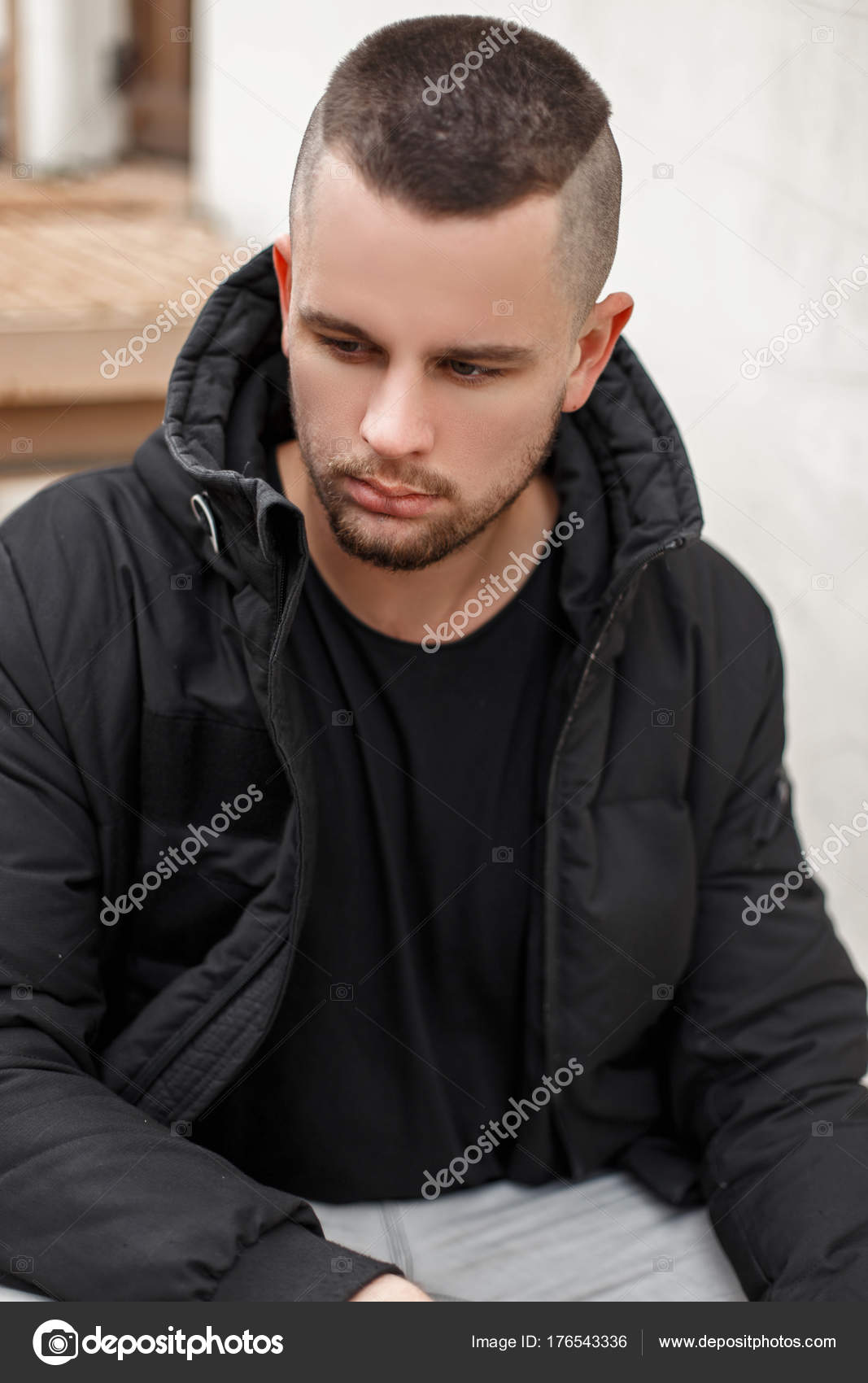 Portrait Of A Young Man With A Short Hair In A Warm Winter Jacket