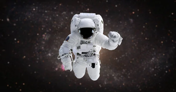 Spaceman. Astronauta w otwartej przestrzeni na tle galaktyki — Zdjęcie stockowe