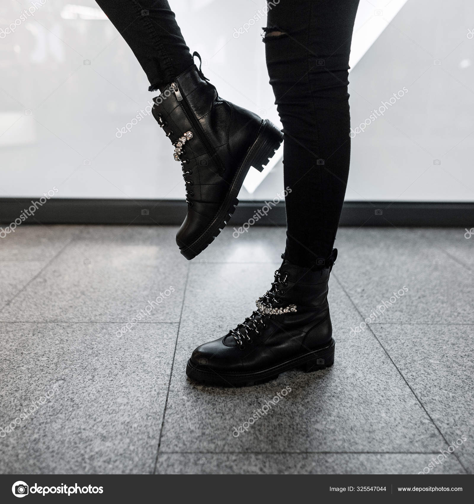 lace up boots with jeans