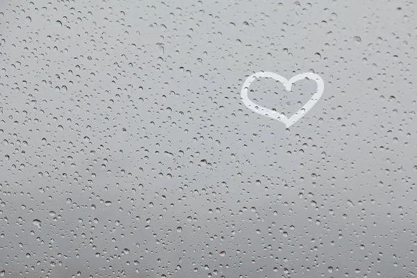 Rain Glass Heart Love Distance Creative Idea — Stock Photo, Image