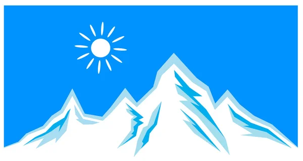 Abstrakte Berge Silhouette Mit Sonnenvektorillustration — Stockvektor