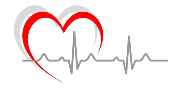 Elektrokardiyogramla Kalbin Vektör Çizimi — Stok Vektör
