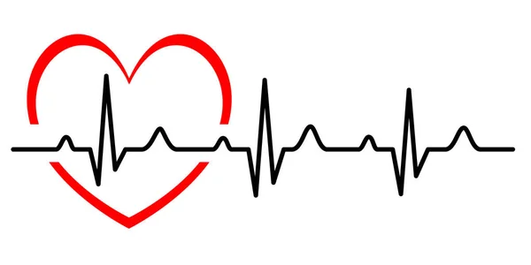 Vector Illustratie Van Het Hart Met Elektrocardiogram — Stockvector