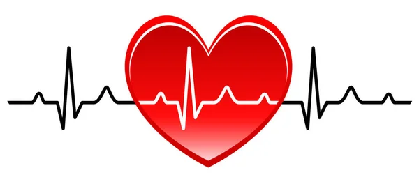 Ilustración Vectorial Latidos Cardíacos Con Electrocardiograma — Vector de stock