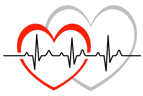 Illustrazione Vettoriale Del Cuore Con Elettrocardiogramma — Vettoriale Stock