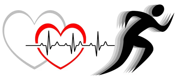 Ilustración Vectorial Del Corazón Con Electrocardiograma — Vector de stock