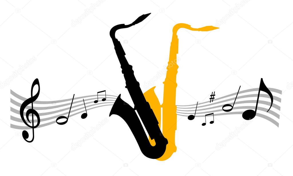 music graphic with saxophone in vector quality