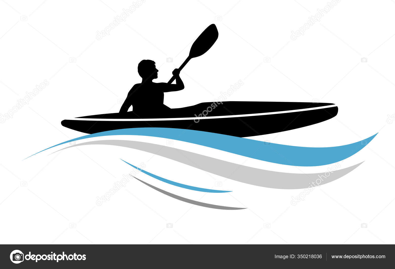 Canoe Water Sport Vector Illustration Stock Vector Image by