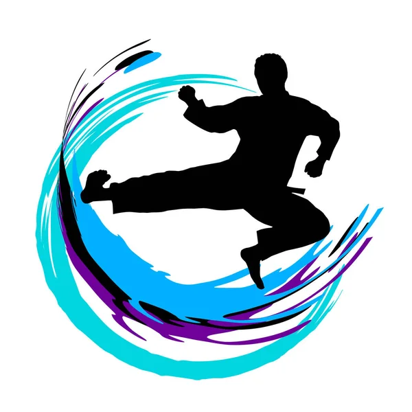 Ilustración Vector Combate Karate — Archivo Imágenes Vectoriales