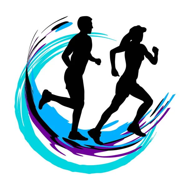 Running Sport Vector Illustration — Stock Vector