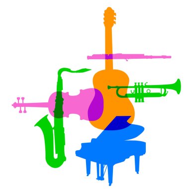 Vektör kalitesinde enstrüman içeren soyut müzik grafiği