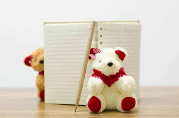 Teddybjörn Och Anteckningsbok Mejerikärlek — Stockfoto