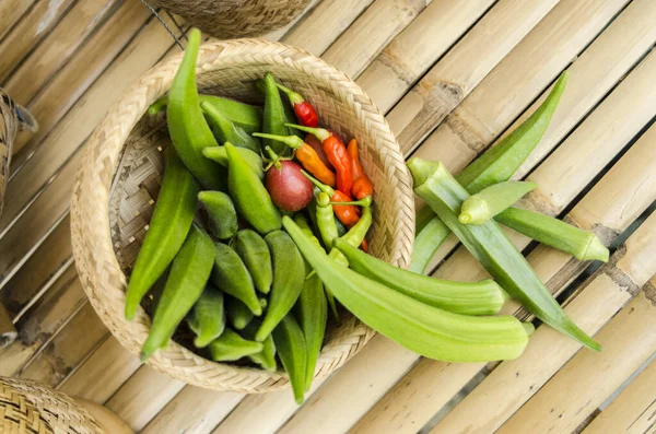 Okra Fruit Basket Conutry Vegetable Green High Vitamin Royalty Free Stock Photos