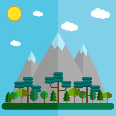 Dağ manzarasının vektör çizimi