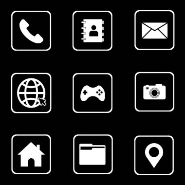 Beyaz arkaplandaki akıllı telefonlar için siyah vektör simgesi