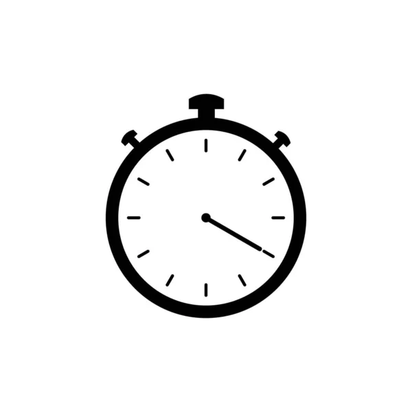 Chronomètre Vectoriel Icône Noire Sur Fond Blanc — Image vectorielle