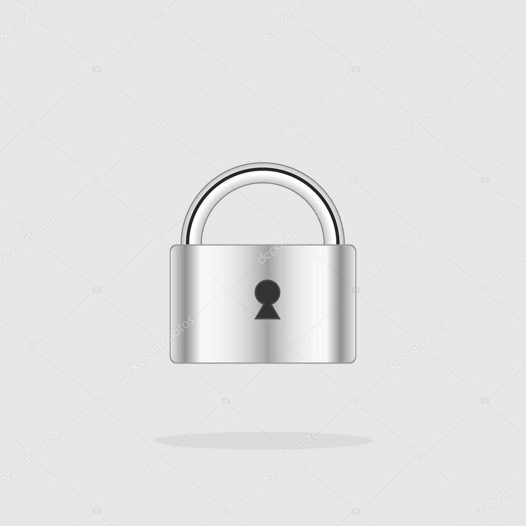 vector illustration of lock on gray background