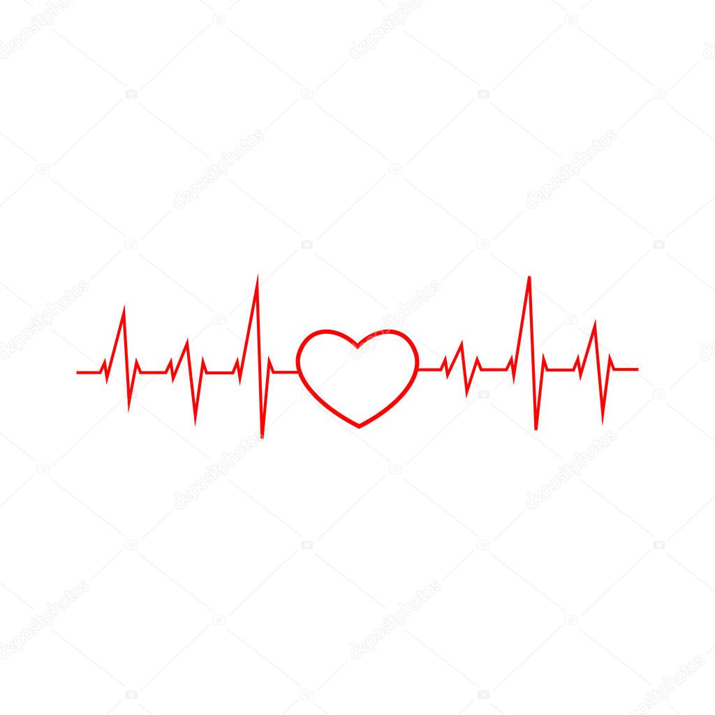 vector illustration heart beat rhythm on a white background