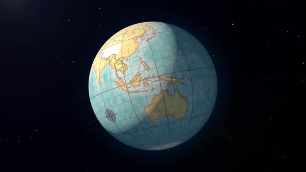 Navigation Sur Océan Globe Animation Cartographiqueanimation Voilier Sur Carte Qui — Video