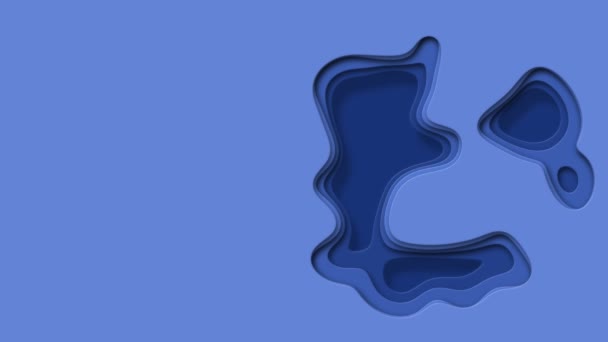 Вырезать Бумагу Синие Волны Воды Абстрактные Формы Анимации Абстрактный Фон — стоковое видео