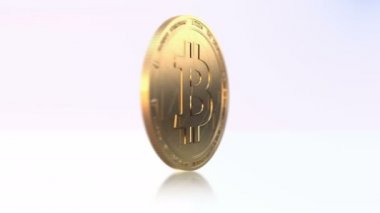 Rotating bitcoin (4K Loop)Golden coin with bitcoin, BTC symbol, spins around in perfect loop.